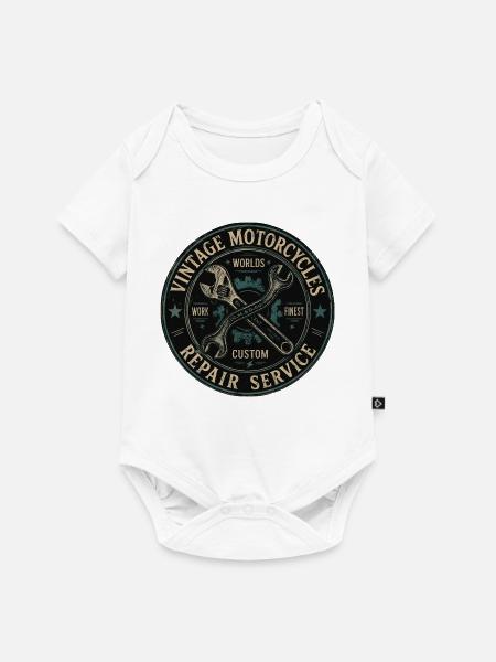 Vintage Motorradreparatur Schild - Baby Premium Kurzarmbody - Weiß