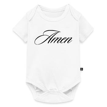 Amen, Schreibschrift Kalligraphie Glaubenszitat-Design - Baby Premium Kurzarmbody - Weiß - Vorne