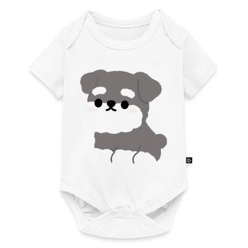 Grauer, flauschiger Schnauzer-Welpen-Charme - Baby Premium Kurzarmbody - Weiß - Vorne