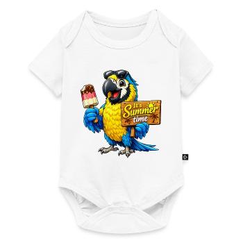 Papagei mit Eis am Stiel - Baby Premium Kurzarmbody - Weiß - Vorne
