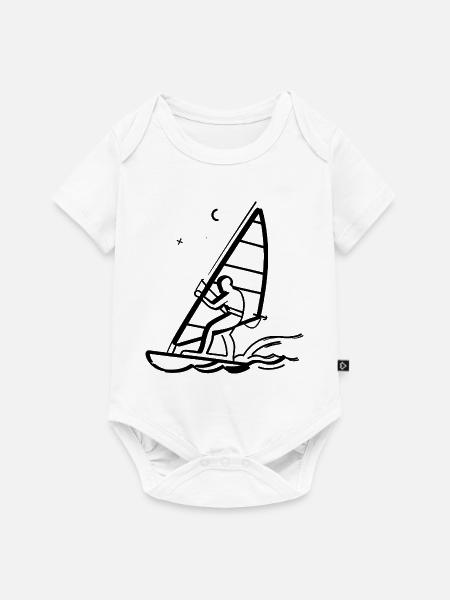Windsurfen Zeichnung - Baby Premium Kurzarmbody - Weiß