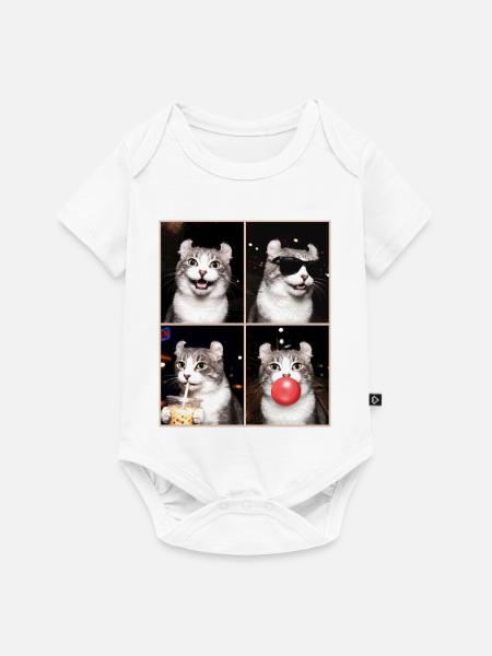 Katzen American Curl Katze - Baby Premium Kurzarmbody - Weiß