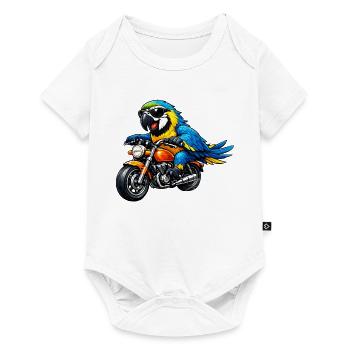 Papagei auf dem Motorrad - Baby Premium Kurzarmbody - Weiß - Vorne