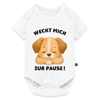 Klassentier Hund "Weckt mich zur Pause!" - Baby Premium Kurzarmbody - Weiß - Vorne