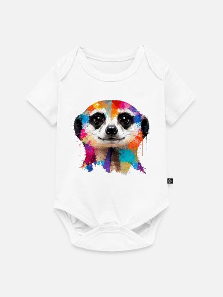 Buntes Erdmännchen mit Farbklecksen - Baby Premium Kurzarmbody - Weiß
