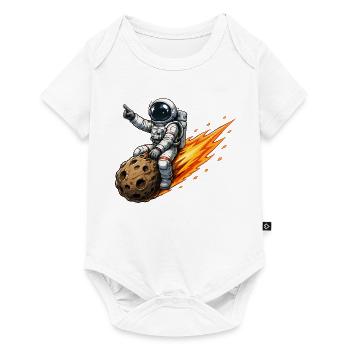 Un astronaute frappe une fusée météorite - Body à manches courtes Premium Bébé - blanc - Devant