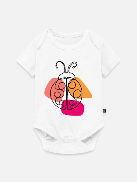 Handgezeichneter One Line Marienkäfer - Baby Premium Kurzarmbody - Weiß