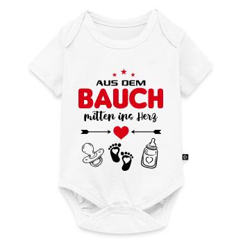 Aus dem Bauch ins Herz Babysprüche Milchflasche - Baby Premium Kurzarmbody - Weiß - Vorne