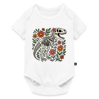 Squelette de T Rex avec des Fleurs - Body à manches courtes Premium Bébé - blanc - Devant