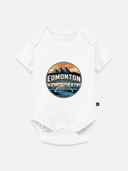 Retro Edmonton Walterdale Bridge Abzeichen - Baby Premium Kurzarmbody - Weiß