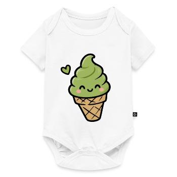 Cornet de glace Kawaii Matcha - Body à manches courtes Premium Bébé - blanc - Devant