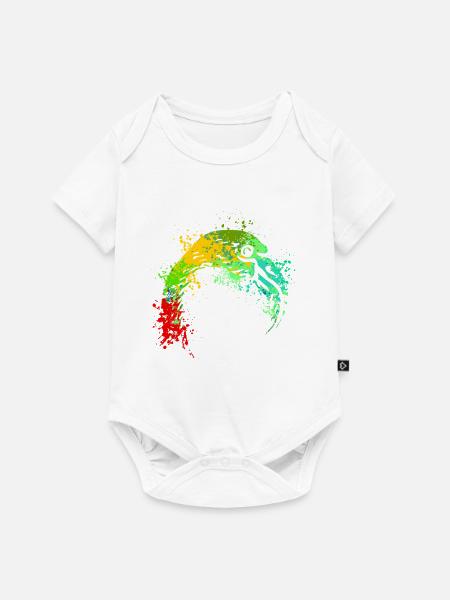 Flamingo Splash Art - Baby Premium Kurzarmbody - Weiß