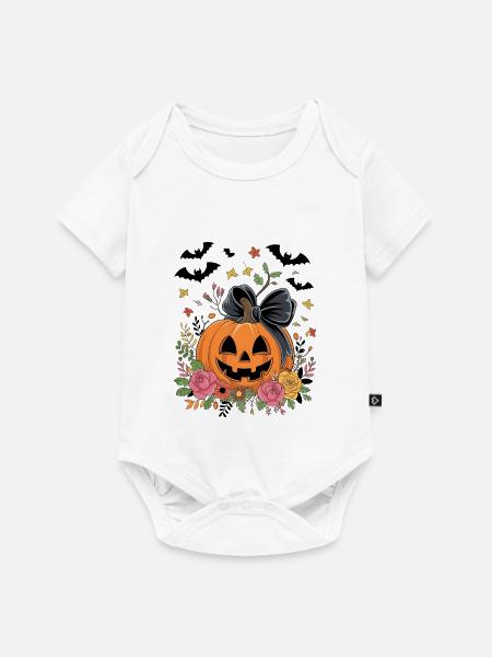 Halloween Kürbis - Baby Premium Kurzarmbody - Weiß