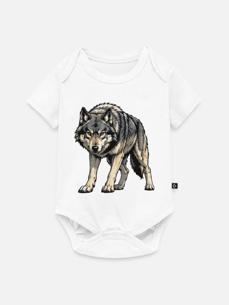 GrauerWolf Illustration - Baby Premium Kurzarmbody - Weiß