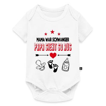 Mama war schwanger Papa sieht so aus Babysprüche - Baby Premium Kurzarmbody - Weiß - Vorne