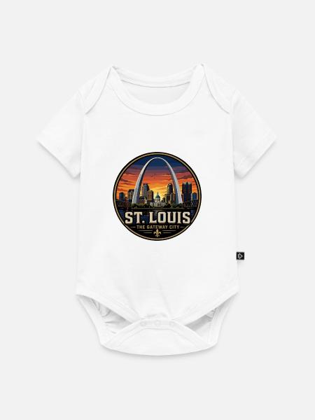 St. Louis Gateway City Retro-Bogenemblem - Baby Premium Kurzarmbody - Weiß