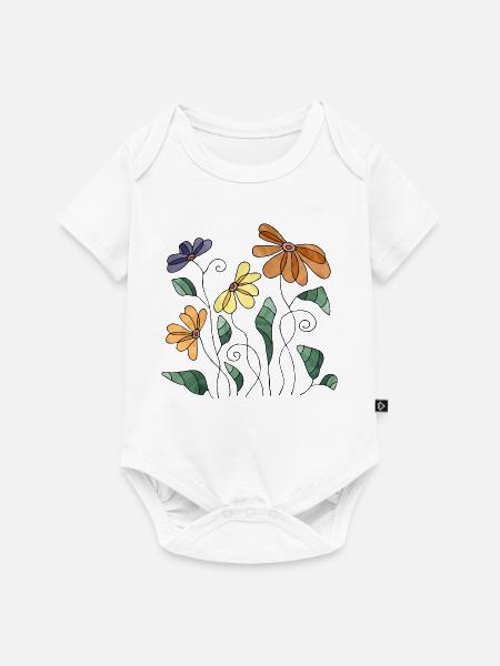 Blumen - Baby Premium Kurzarmbody - Weiß