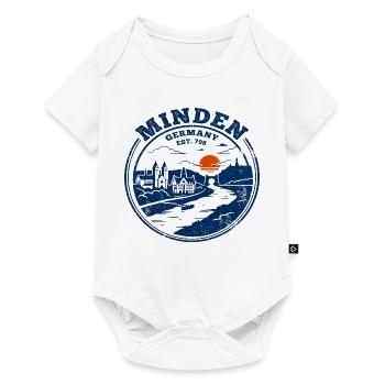 Vintage Minden Germany Circular Skyline Stamp - Baby Premium Kurzarmbody - Weiß - Vorne