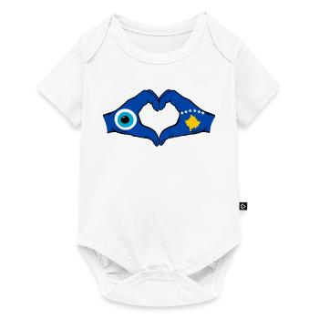 Mains du drapeau du Kosovo Nazar en forme de cœur utilisées - Body à manches courtes Premium Bébé - blanc - Devant