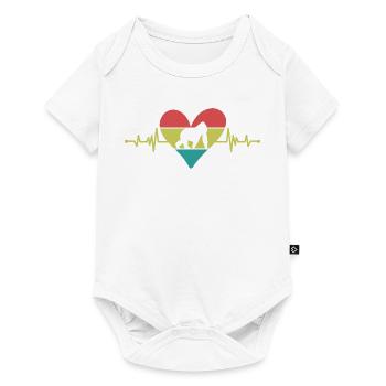 Monkey Heartbeat Heart Retro - Baby Premium short-sleeve bodysuit - white - Front