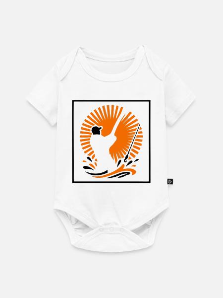 Angler Sonnenuntergang Logo - Baby Premium Kurzarmbody - Weiß
