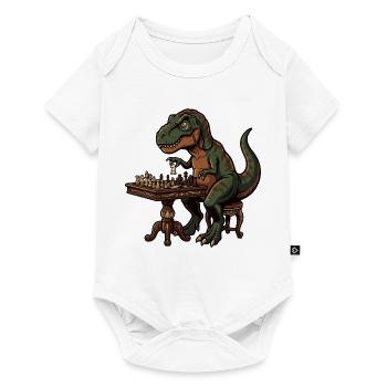 Le T-Rex joue aux échecs - Body à manches courtes Premium Bébé - blanc - Devant