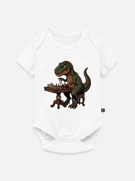 T-Rex spielt Schach - Baby Premium Kurzarmbody - Weiß