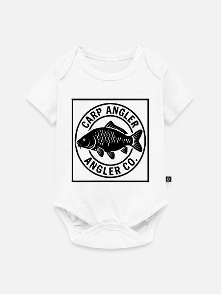 Karpfen Angler Wappen Logo - Baby Premium Kurzarmbody - Weiß