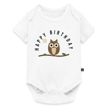 HIBOU. CHOUETTE. JOYEUX ANNIVERSAIRE - Body à manches courtes Premium Bébé - blanc - Devant