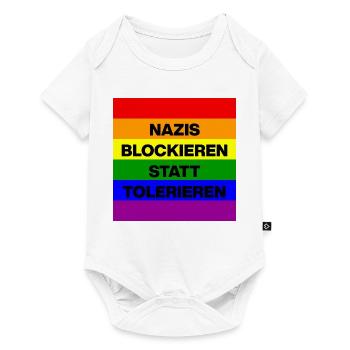 NAZIS BLOCKIEREN STATT TOLERIEREN, LGBTQ COMUNITY - Baby Premium Kurzarmbody - Weiß - Vorne