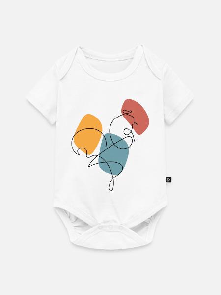 Lineart Hahn mit Farbunterlegung - Baby Premium Kurzarmbody - Weiß