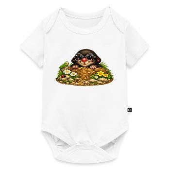 Beau grain de beauté avec des lunettes - Body à manches courtes Premium Bébé - blanc - Devant