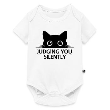 Dessin de la ligne de visage des chats noirs mignons - Body à manches courtes Premium Bébé - blanc - Devant