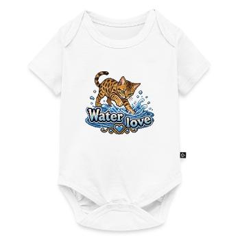Pixel Art rétro Bengal Cat dans l’eau - Body à manches courtes Premium Bébé - blanc - Devant