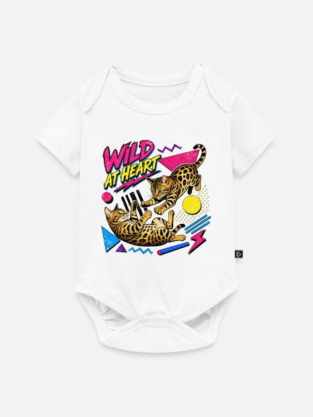 90s Memphis Style Bengal Katzen - Baby Premium Kurzarmbody - Weiß