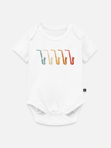 Retro Saxophone Design für Saxophonisten - Baby Premium Kurzarmbody - Weiß