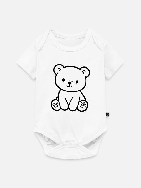 Niedlicher Teddybär für Babys und Kinder - Baby Premium Kurzarmbody - Weiß