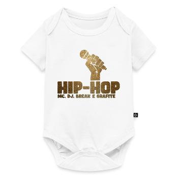 Golden Glitter Hip Hop Mic Fist - Baby Premium Kurzarmbody - Weiß - Vorne