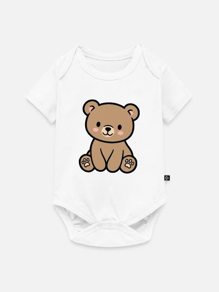 Bunter Teddybär für Kinder - Baby Premium Kurzarmbody - Weiß