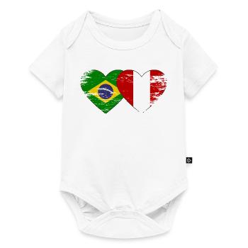 Brazil Peru Flag Hands Heart Shape Used - Baby Premium short-sleeve bodysuit - white - Front
