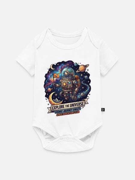 Kosmosabenteuer Roboter-Explorer - Baby Premium Kurzarmbody - Weiß