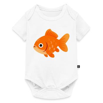 Illustration du poisson rouge orange ensoleillé - Body à manches courtes Premium Bébé - blanc - Devant