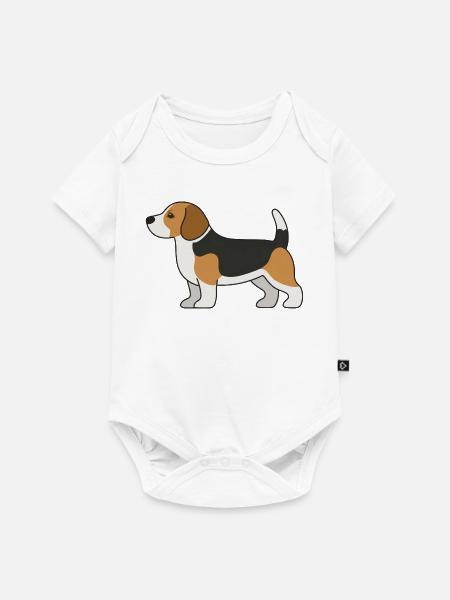 Beagle Farbblock-Illustration - Baby Premium Kurzarmbody - Weiß