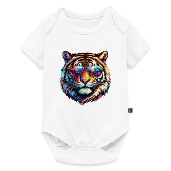 Tigre psychédélique avec des lunettes de soleil - Body à manches courtes Premium Bébé - blanc - Devant