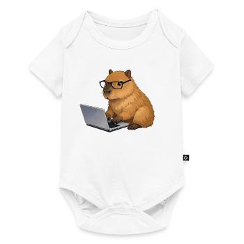 Capybara on the laptop - Baby Premium short-sleeve bodysuit - white - Front