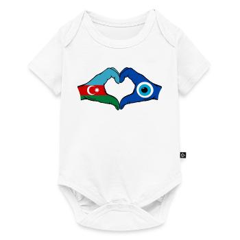 Drapeau du nazar de l’Azerbaïdjan, mains en forme de cœur - Body à manches courtes Premium Bébé - blanc - Devant