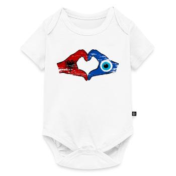 Albania Nazar Flag Hands Heart Shape Used - Baby Premium short-sleeve bodysuit - white - Front