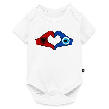 Albania Nazar Flag Hands Heart Shape - Baby Premium short-sleeve bodysuit - white - Front