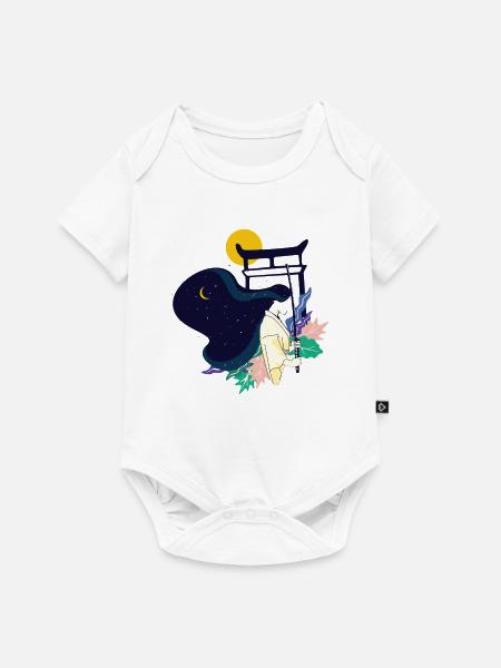 Torii Nachttraum Kimono - Baby Premium Kurzarmbody - Weiß