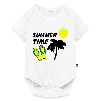 Tongs de plage au soleil - Body à manches courtes Premium Bébé - blanc - Devant